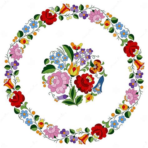 Doily Embroidery Folk Pattern From The Famous Hungarian Kalocsa Region