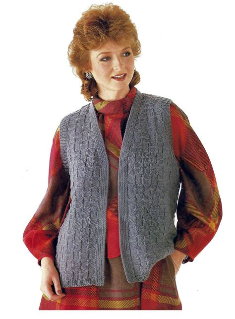 Instant Digital Pdf Easy Knit Ladies Waistcoat Knitting Pattern Larger Sizes 40 To 50 Inch 1397