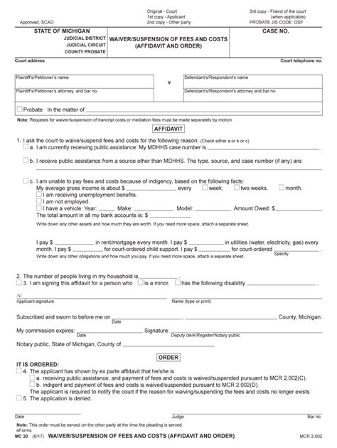 Fee Waiver Request Form Michigan Fill Out Sign Online DocHub