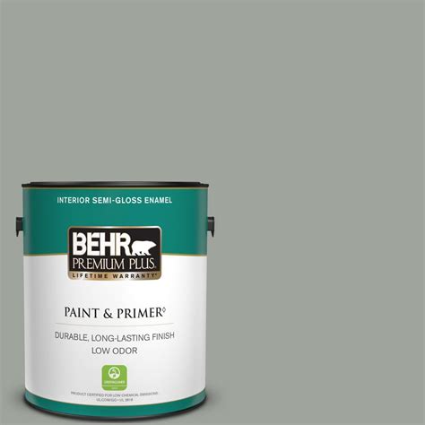 Behr Premium Plus Gal F Sage Gray Semi Gloss Enamel Low Odor