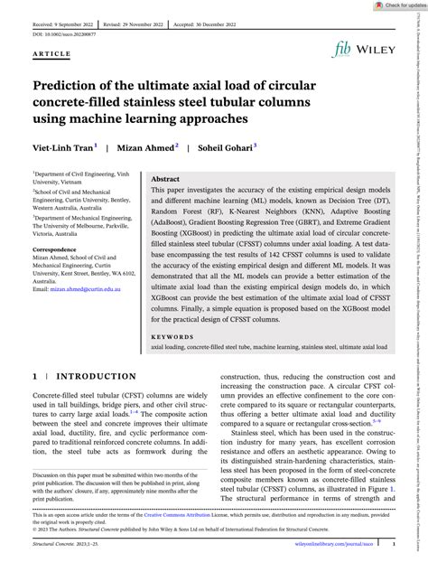 PDF Prediction Of The Ultimate Axial Load Of Circular Concrete