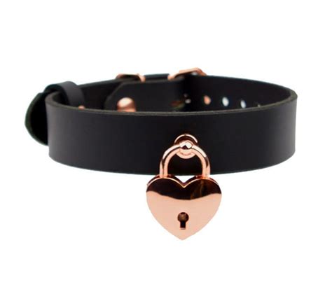 Rose Gold Love Heart Padlock Collar Handcrafted Black Etsy Australia