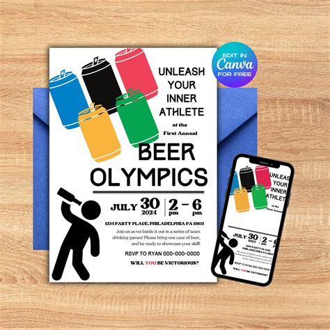 Beer Olympics Beer Sports Party Invitation Beer Sports Birthday Party Beer Sports Party