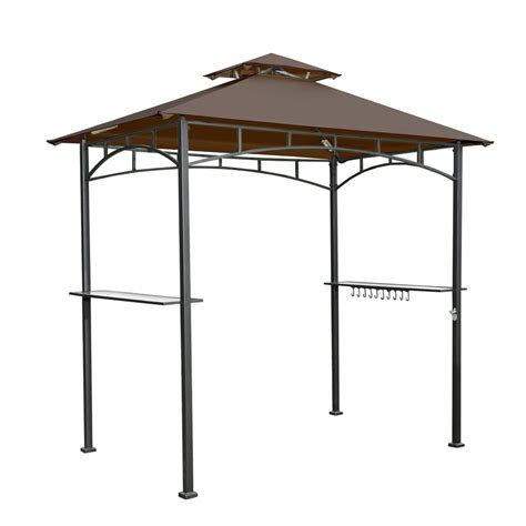 Shop Sunjoy Brown Steel Rectangle Grill Gazebo Exterior 4 99 Ft X 8