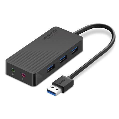 Buy UGREEN USB 3.0 Hub 3 Ports USB Sound Card 2 in 1 External Stereo ...