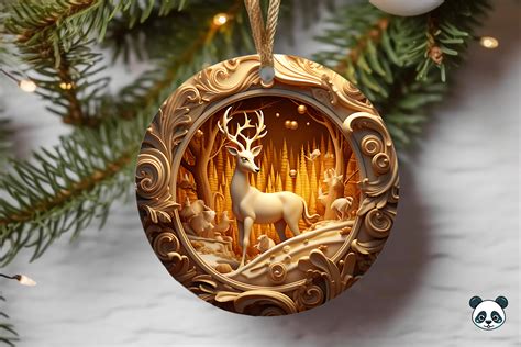 Gold Reindeer D Christmas Ornament Graphic By Pandastic Creative Fabrica