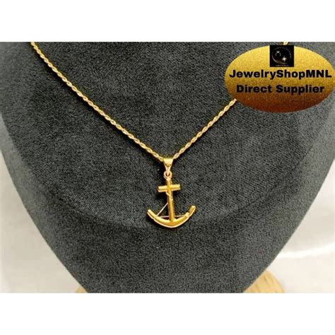 Cod K Saudi Gold Pawnable Anchor Pendant In Rope Chain Cn