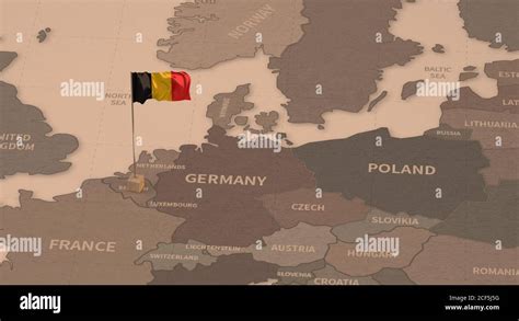 Flag on the map of Belgium. Vintage Map and Flag of European Countries ...