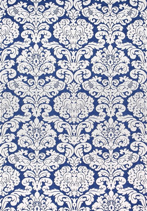 Trelawny Damask Navy F Collection Imperial Garden From Thibaut