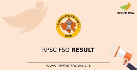 RPSC FSO Result 2024 Released Cut Off Marks Merit List