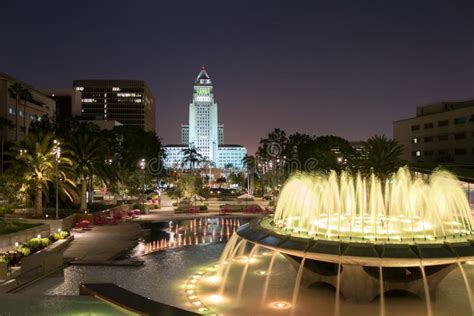 Night Shot of Los Angeles City Hall Editorial Photo - Image of hall ...