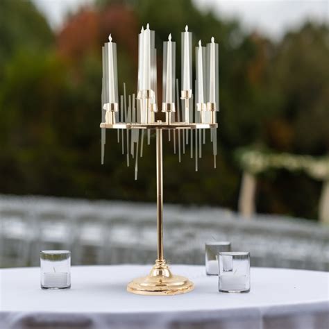 Gold Arm Round Cluster Taper Candelabra Table Centerpiece With Drip