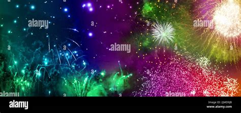 Feuerwerk Lichter Glitzer Banner Bunt Stock Photo Alamy