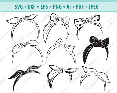 Bandanas Digital Cut Files Retro Headband Svg Pdf Png Eps Etsy