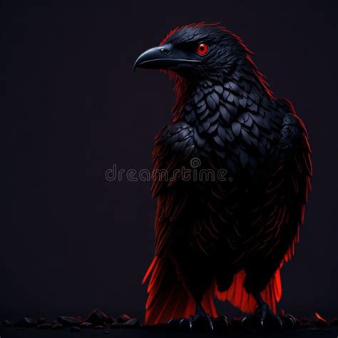 A Black Raven with Red Eyes on Top of a Rock Stock Illustration ...