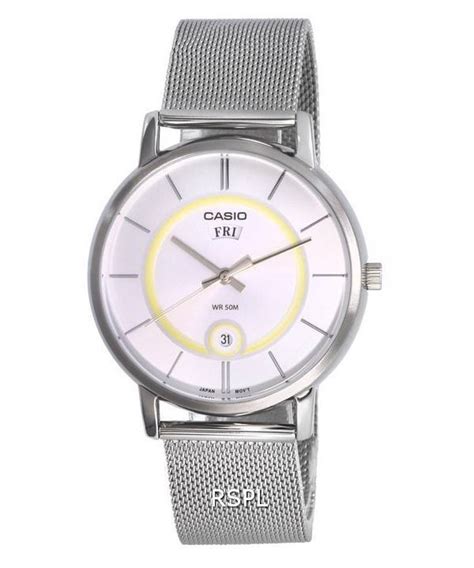 Casio Analog Stainless Steel Mesh Silver Dial Quartz MTP-B120M-7A ...