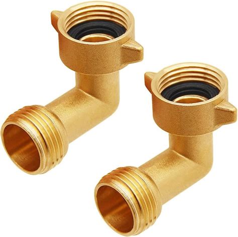 Uenede 2pcs Brass 3 4 Ght Threaded 90°elbow Swivel Garden Hose Connector Male To