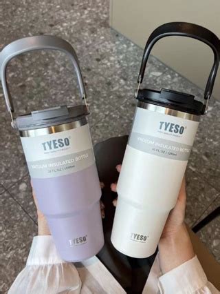 New Tyeso Tumbler With Foldable Straw Thermos Coffee Mug Stainless Steel Hot And Cold Drinks