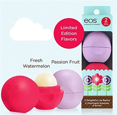 Eos Organic Smooth Sphere Lip Balm Fresh Watermelon Passion Fruit 2 Per Pack