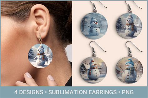 Christmas Earring Sublimation Snowman Graphic By Kmarinadesign