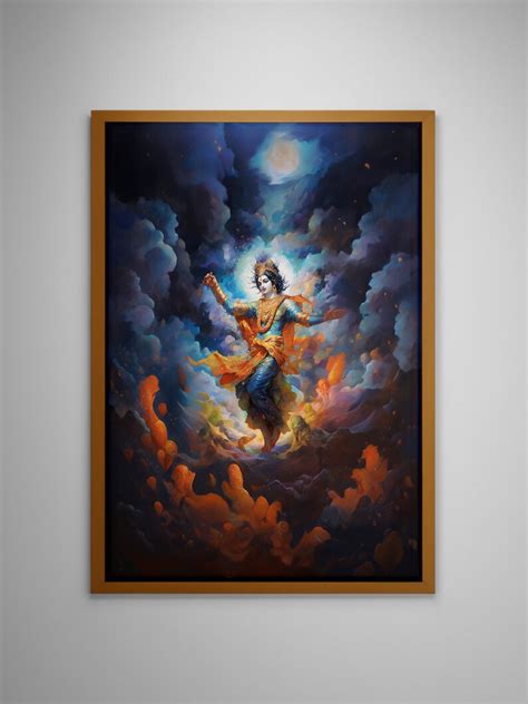 Krishna Art Young Lord Krishna Dancing in Heaven 3 Indian Art Hindu Art Spiritual Art Krishna ...