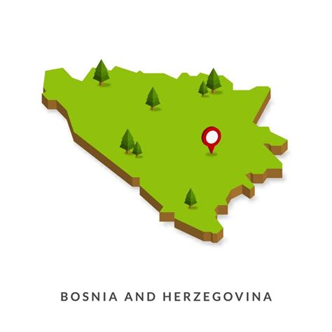 Mapa Isométrico De Bosnia Y Herzegovina Mapa 3d Simple Ilustración