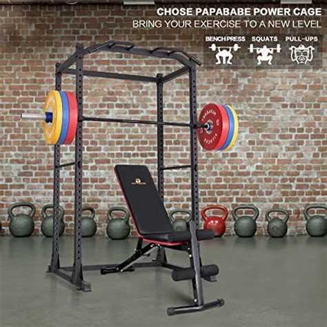 Papababe Power Cage Squat Rack With Cable Crossover Machine Power Rack With Lat Pull Down