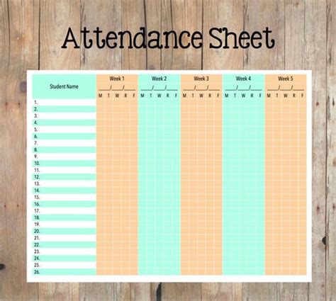 Items similar to Teacher Attendance Sheet on Etsy