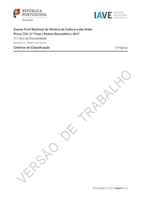 Pdf Exame Final Nacional De Hist Ria Da Cultura E Das Artes Prova