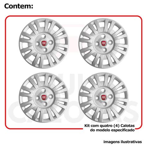 Kit 4 Calota Fiat Uno Palio Siena Aro 13 Emblema 054Cb No Shoptime