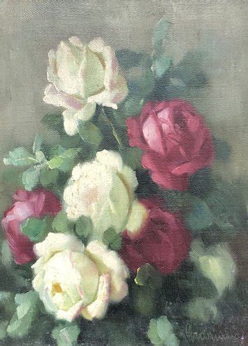 Paolo Alfio Graziani Nature Morte Aux Roses Olio Su Tela Con Cornice