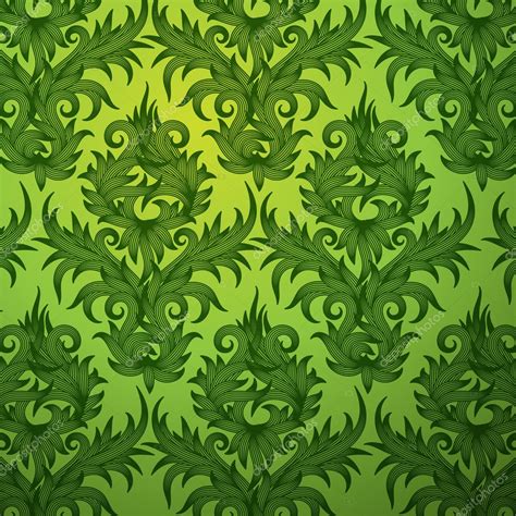 Damask Green Floral Background Pattern Stock Vector Image By ©ikopylove