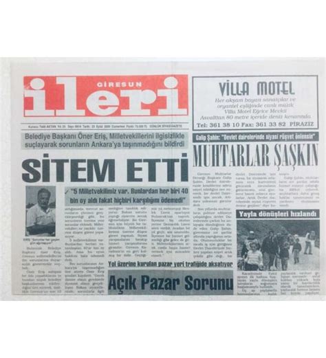 Giresun Leri Gazetesi Eyl L Muhtarlar A K N Gz