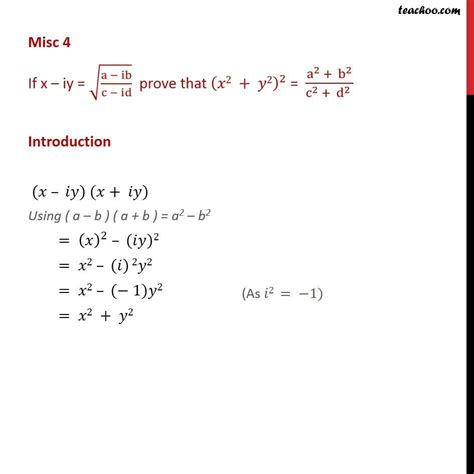 Misc 4 If X Iy Root A Ibc Id Prove X2 Y22