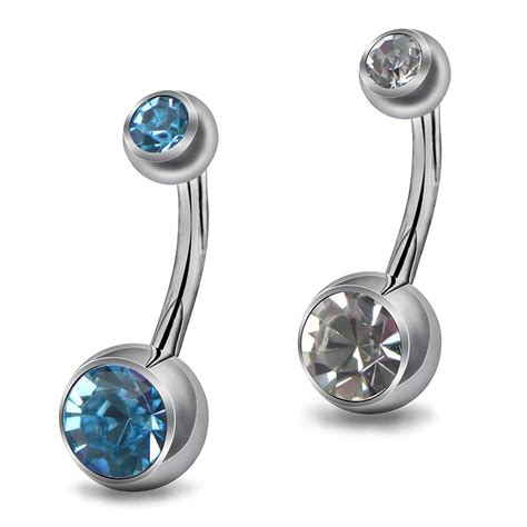 Oufer Body Piercing Grade Solid Titanium No Allergy Double Cz