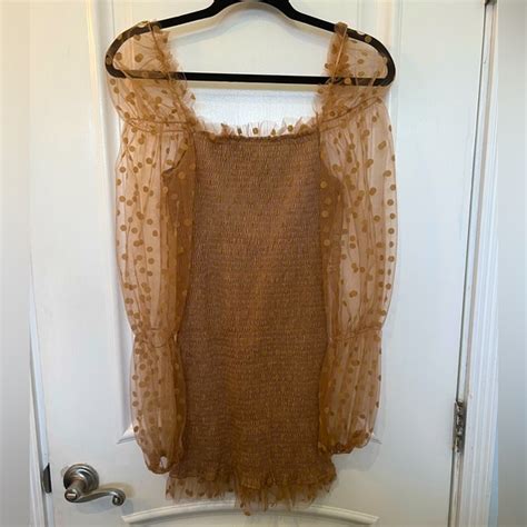 Dresses Long Sheer Sleeve Polka Dot Nude Dress Tight And Flattering Poshmark