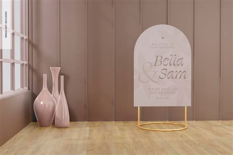 Maquette De Signe De Mariage En Arc Avec Vases PSD Premium