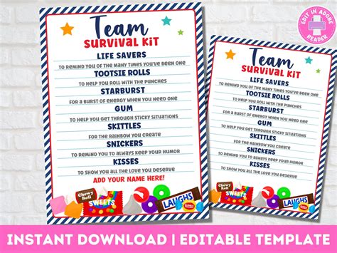 Staff Emergency Treat Pack Printable Template - Free Printable