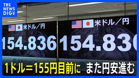 1ドル＝155円目前に、円安水準をまた更新 あと15銭まで迫る｜tbs News Dig Youtube