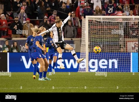 Svenja Huth Of Germany Controls Ball During Friendly Match Against