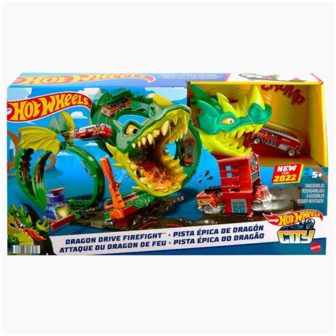 Pista Hot Wheels Dragon Con Estación Y Camión De Bomberos Goma Shop