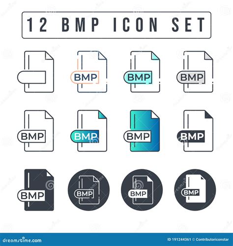 Bmp File Format Icon Set 12 Bmp Icon Set Stock Vector Illustration