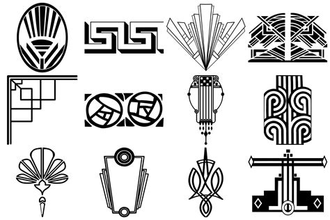 Art Deco Decorative Elements AI EPS PNG Gatsby Style 159392