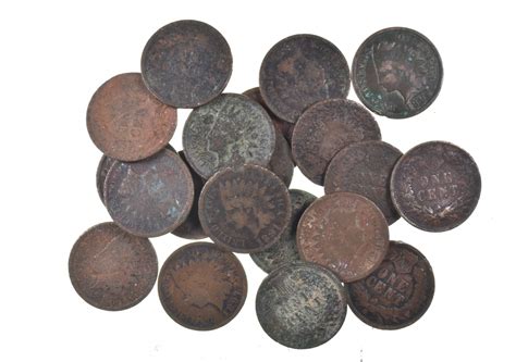 Lot Of 20 1800s 1890 1899 Indian Head Penny Cents Us Coin Collection