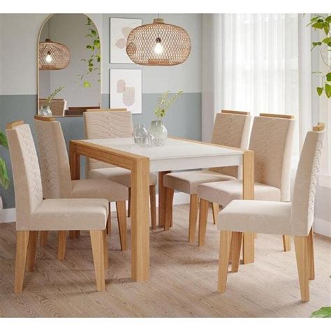 Conjunto De Mesa Cadeiras Grace Clarice Cimol Nature Off White Nude