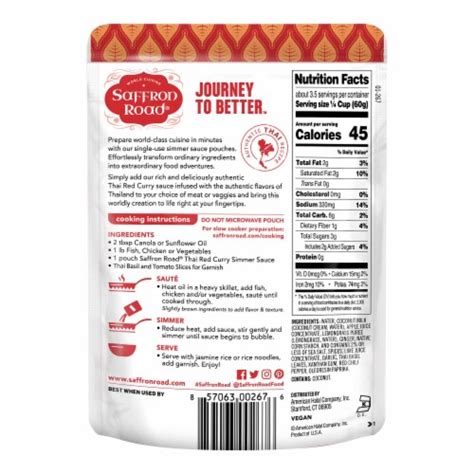 Saffron Road Thai Red Curry Gluten Free Simmer Sauce 7 Oz Kroger