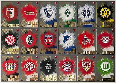 Topps MATCH ATTAX Bundesliga 2023 2024 Alle 18 Club Logo Karten