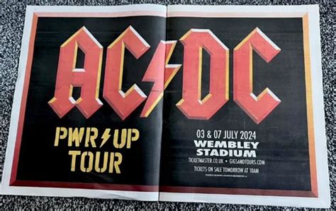 AC DC POWER UP Tour Dates Ad Live 2024 Newspaper Advert Poster Wembley