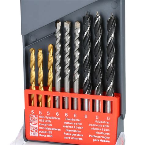 9pcs Multi Purpose Wood Drill Bits Masonry Drill Bit Carbon Steel Wood Hole Drilling Tool Bit