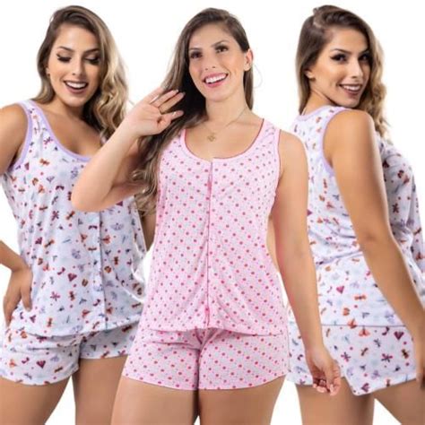 Kit 3 Conjunto Pijama Regata Roupa Feminina De Dormir Trendy Fashion Pijama Feminino